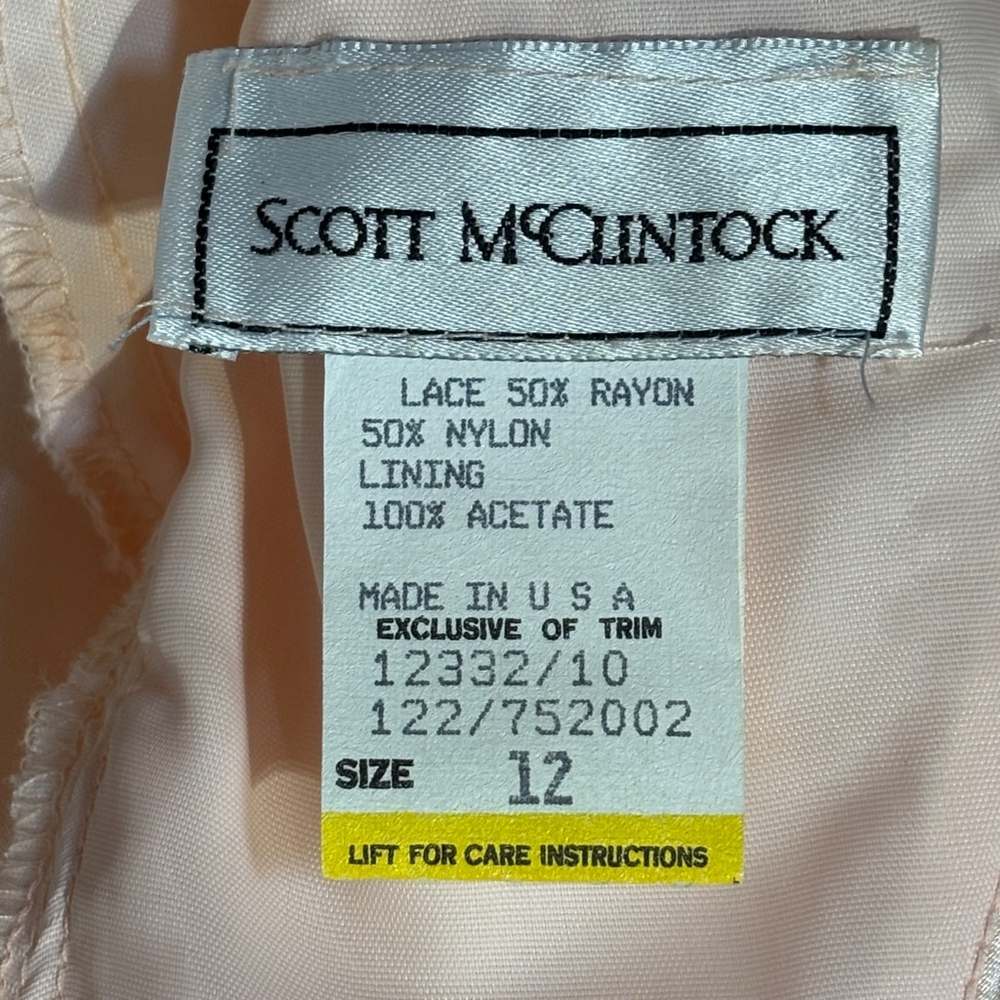 Vintage Scott McClintock Dress Women’s Size 12 Pink Lace Peplum Back Zipper - Picture 13 of 15